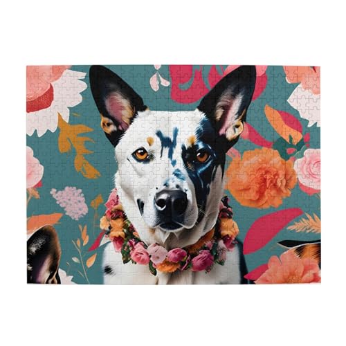 Cattle Dog Florals Engage Your Mind - Customized 500-Piece Picture Puzzle, Jigsaw Puzzles for Adults Children, Funny Educational von GaxfjRu