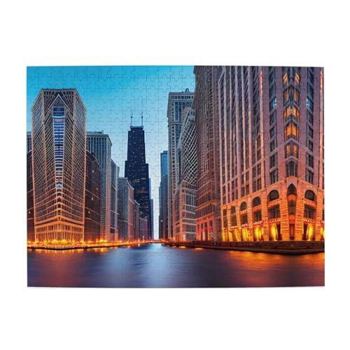 Chicago Illinois Usa Engage Your Mind - Customized 500 Piece Picture Puzzle, Jigsaw Puzzles for Adults Children, Funny Educational von GaxfjRu