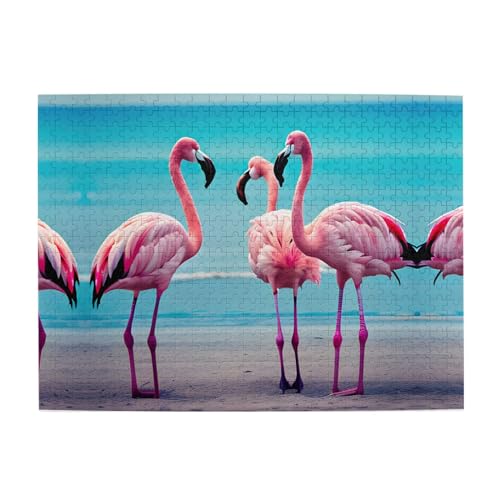 Flamingo Beach Engage Your Mind - Individuelles 500-teiliges Bilderpuzzle, Puzzle für Erwachsene Kinder, lustig, pädagogisch von GaxfjRu