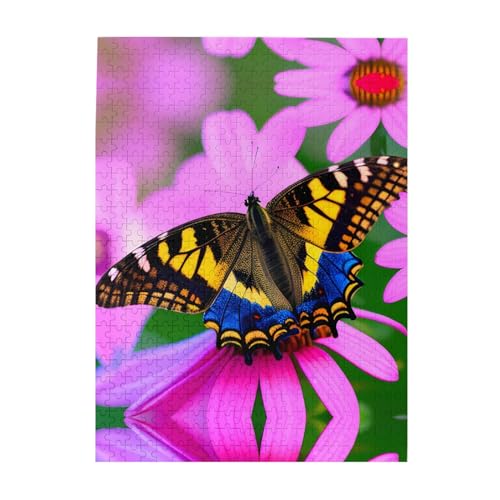 Floral Butterfly Customized Picture Puzzle - Enticing Jigsaw Puzzle - Ideal for Family Leisure 500 Piece Puzzles for Adults Clearance von GaxfjRu