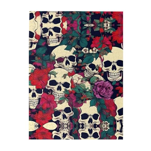 Floral Skulls Customized Picture Puzzle - Enticing Jigsaw Puzzle - Ideal for Family Leisure 500 Piece Puzzles for Adults Clearance von GaxfjRu