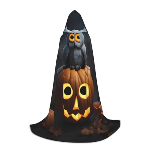 GaxfjRu Halloween-Umhang mit Eule, Geist, Kürbis, 1 Halloween-Umhang, Hexenkostüm, Kapuzenmantel, Cosplay, geeignet als Halloween-Geschenk von GaxfjRu