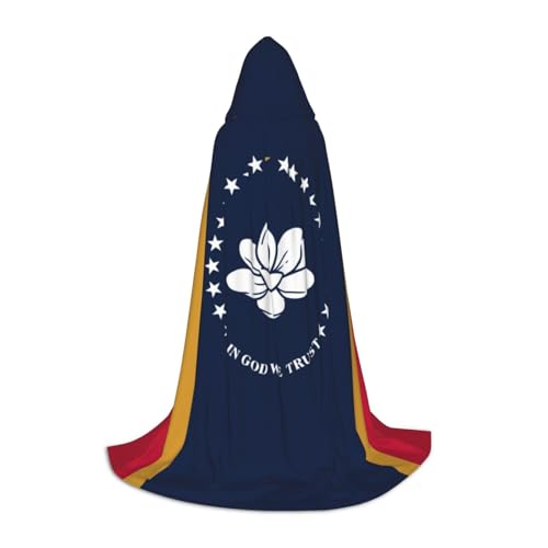 GaxfjRu Mississippi Umhang mit Kapuze und Flagge, mittelalterlicher Umhang mit Kapuze, Herren-Kostüm, Halloween-Kostüm, Renaissance-Kostüm, Wikinger-Stil von GaxfjRu