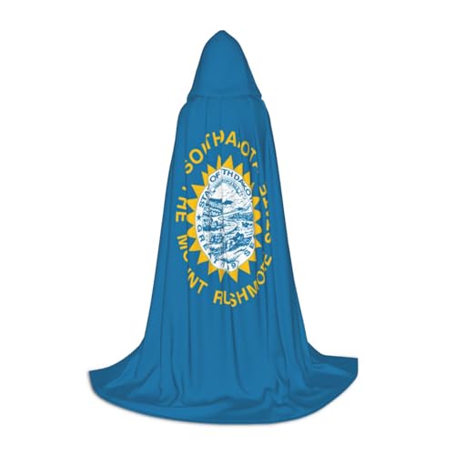 GaxfjRu Mittelalterlicher Kapuzenumhang mit Süddakota-Flagge, Umhang mit Kapuze, für Herren, Halloween, Renaissance-Kostüm, Wikinger-Stil von GaxfjRu