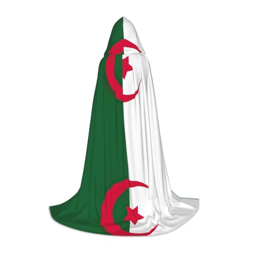 GaxfjRu Mittelalterlicher Umhang mit Kapuze und Kapuze, Motiv: Flagge von Algerien, Halloween-Kostüm, Renaissance-Kostüm, Wikinger-Stil von GaxfjRu