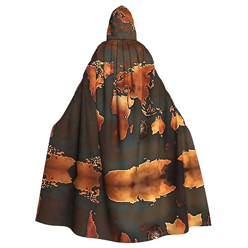 GaxfjRu Rust-Weltkarten-Druck, Uni, Weihnachten, Halloween, Party, magischer Kapuzenumhang, Maskerade, Cosplay-Kostüm von GaxfjRu