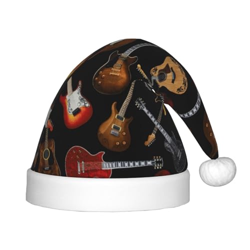 GaxfjRu Weihnachtsmütze mit Gitarren-Aufdruck, für Familienfeiern, Partyzubehör, Weihnachtsmütze für Weihnachten, festliches Zubehör von GaxfjRu