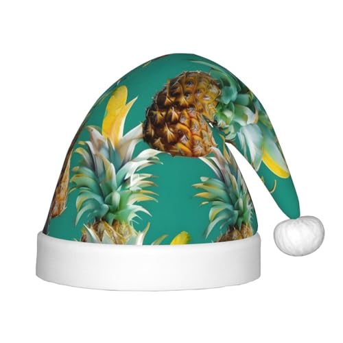 GaxfjRu Weihnachtsmütze mit tropischem Ananas-Motiv, Hawaii-Druck, für Familienfeiern, Partyzubehör, Weihnachtsmütze für Weihnachten, festliches Zubehör von GaxfjRu