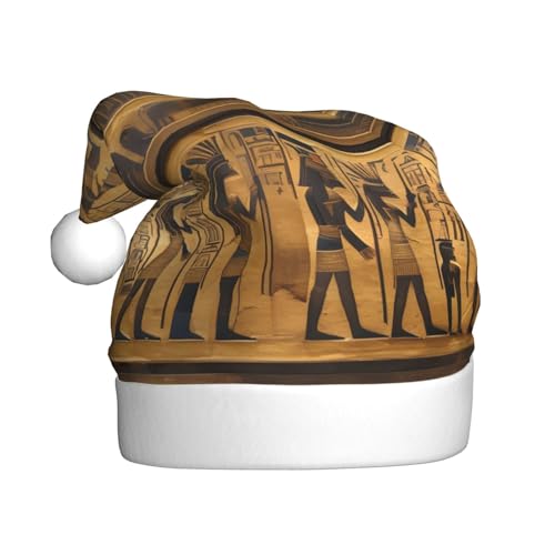 GaxfjRu Weihnachtsmützen mit Ägypten-Hieroglyphen, Schneemann, Plüsch, Weihnachtsdekoration, Hüte für Weihnachten, Urlaub, Partyzubehör von GaxfjRu