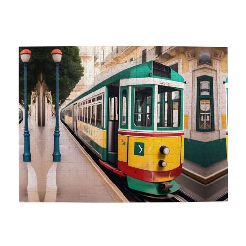 Lisbon Straßenbahnmuster Engage Your Mind - Individuelles 500-teiliges Bilderpuzzle, Puzzle für Erwachsene und Kinder, lustig, pädagogisch von GaxfjRu