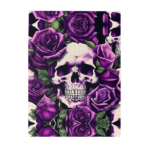 Many Purple Rose Skull Customized Picture Puzzle - Enticing Jigsaw Puzzle - Ideal for Family Leisure 500 Piece Puzzles for Adults Clearance von GaxfjRu