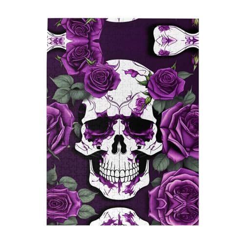 Purple Rose Skelett Customized Picture Puzzle - Enticing Jigsaw Puzzle - Ideal for Family Leisure 500 Piece Puzzles for Adults Clearance von GaxfjRu