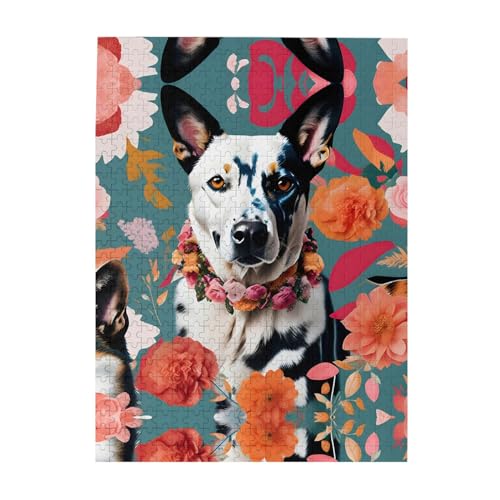 Rinderhund-Blumen-Bilder-Puzzle – verführerisches Puzzle – ideal für Familienfreizeit, 500-teiliges Puzzle für Erwachsene von GaxfjRu