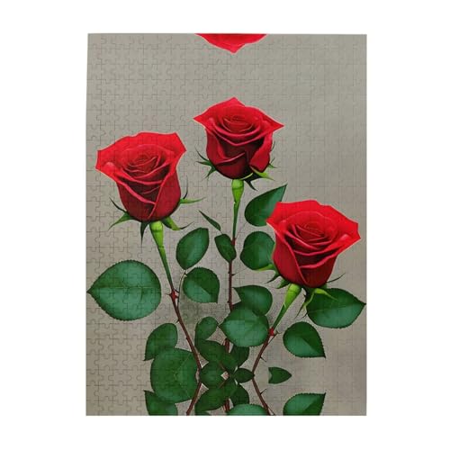 Rote Rose Blumen 1 individuelles Bilderpuzzle – verführerisches Puzzle – ideal für Familienfreizeit, 500-teiliges Puzzle für Erwachsene von GaxfjRu