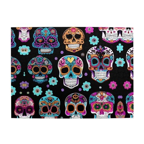 Sugar Skull Engage Your Mind - Customized 500 Piece Picture Puzzle, Jigsaw Puzzles for Adults Children, Funny Educational von GaxfjRu