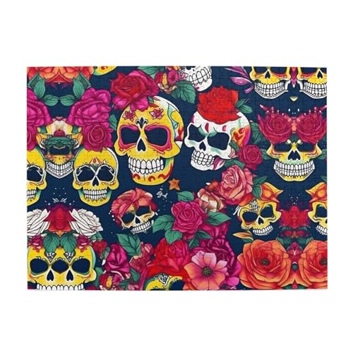 Sugar and Skulls and Flowers Engage Your Mind - Customized 500-Piece Picture Puzzle, Jigsaw Puzzles for Adults Children, Funny Educational von GaxfjRu