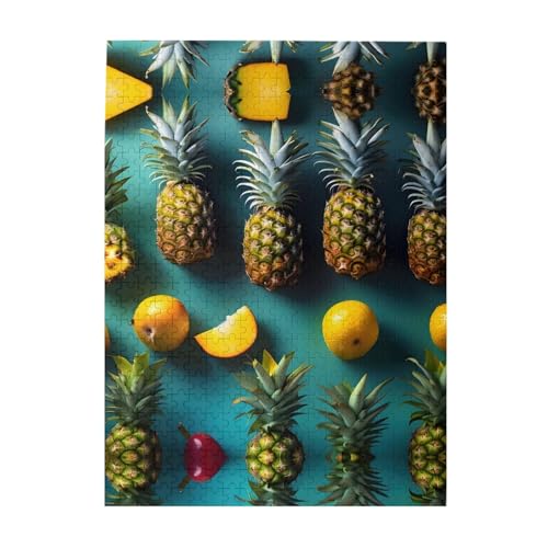 Tropische Frucht Ananas individuelles Bilderpuzzle – verführerisches Puzzle – ideal für Familienfreizeit, 500 Teile Puzzles für Erwachsene von GaxfjRu