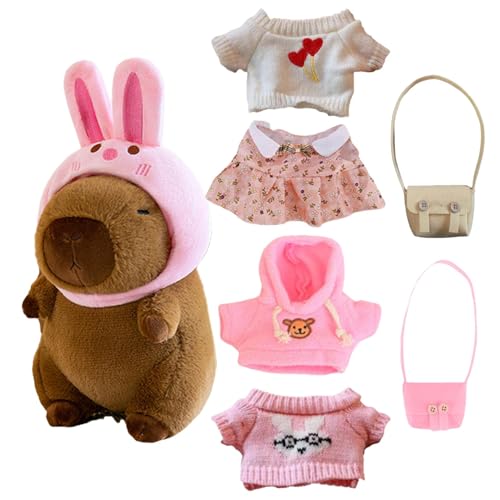 Gazocua 23cm Capybara Kuscheltier, Capybara Plüsch Mit Kleidung Und Accessoires, Kinder-Plüschpuppenspielzeug Mit Kleidung Und Accessoires, Stofftier Für Geburtstagsgeschenkv von Gazocua