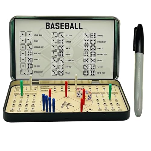 Gazocua Travel Brettspiele, Baseball -Brettspiel, Fußballbrettspiel Für Kinder, Baseball -Fußball -Knöchel -Würfel -Fußball -Tin -Box -Spiel, Verbessert Die Motorischen Fähigkeiten/Koordination von Gazocua