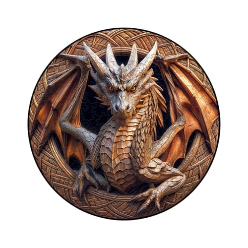 Dragon 3D Puzzle Woodcraft Construction Kits Wooden Jigsaw Puzzles Interactive Fun Wood 28.9cm/11.4'' For Kids Adults von Gcerfby