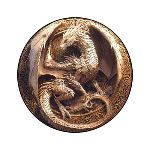 Dragon 3D Puzzle Woodcraft Construction Kits Wooden Jigsaw Puzzles Interactive Fun Wood 28.9cm/11.4'' For Kids Adults von Gcerfby