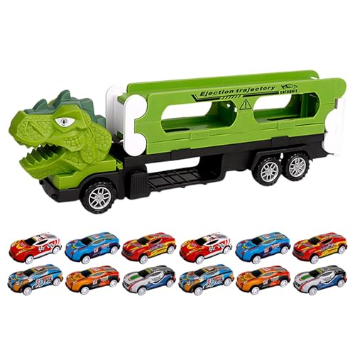 Gcerfby Dinosaurier-Transportwagen, interaktives Dinosaurierfahrzeug, Autotransporter-LKW-Spielzeug, mehrere Dinosaurierfiguren, leicht zu tragendes Design, 34 x 6,1 x 11 cm, 320 g, für Kinder von Gcerfby