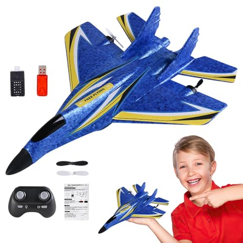 Gcerfby Ferngesteuertes Flugzeug, RC-Flugzeuge für Kinder - LED-Flugzeugspielzeug mit Buntem Licht,RC-Flugzeugspielzeug für frühes Lernen, 2,4 GHz Outdoor-Flugspielzeug für Kinder, Mädchen, Anfänger von Gcerfby