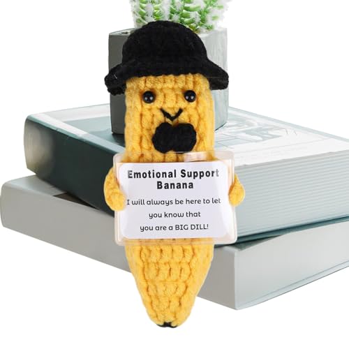 Gcerfby Frucht zur emotionalen Unterstützung,Häkeln Sie die Banane zur emotionalen Unterstützung - Bananenmann Häkelpuppe zur emotionalen Unterstützung - Lustige süße Ermutigungs-Strickpuppe, von Gcerfby