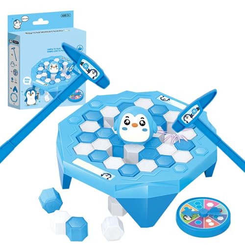 Gcerfby Klopfen Sie die Pinguine aus den Eisblöcken, Break Ice Brettspiel, Strategie-basiertes Blockspiel, Verbesserung der Familienkrawatte, bequem zu bedienen, 8x8x3cm, für Kinder und Erwachsene von Gcerfby