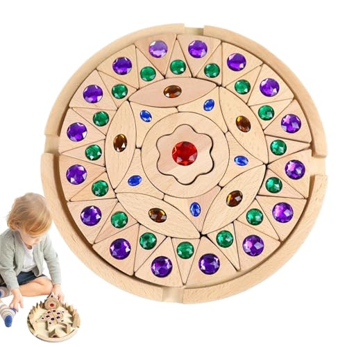 Gcerfby Regenbogen-Lernspielzeugstapel aus Holz, Balancieren und Sortieren von Holzspielzeug, Stapelblöcke-Sammlung, kinderfreundlich, kompakt und tragbar, 1 Set für pädagogische Kleinkinder von Gcerfby