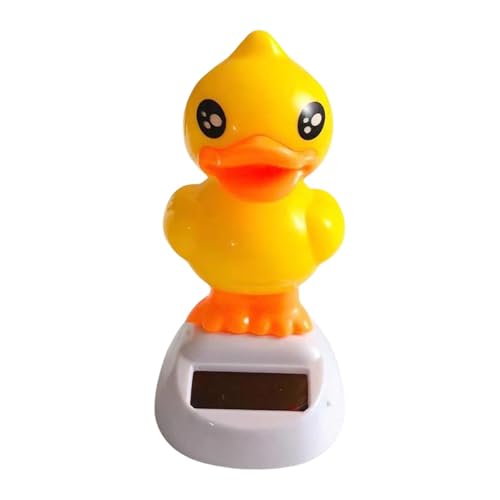 Gcerfby Solar angetriebene Tanzende, Solargelbe Ente, schöne Tierfiguren Spielzeughäntelpuppe, 11 cm, einfach zu bedienen, tragbar für Auto Schreibtisch von Gcerfby