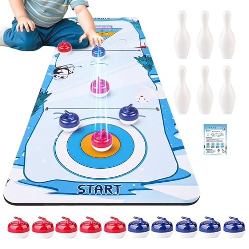 Gcerfby Tischcurling | Tischkegel Kombi Set - Tragbares Gesellschaftsspiel Geschenk Für Kinder Jugendliche Erwachsene Fans Mädchen Gcerfby Tischcurling | Tischkegel Kombi Set - Tragbares Gesellschaftsspiel Geschenk Für Kinder Jugendliche Erwachsene Fans Mädchen von Gcerfby