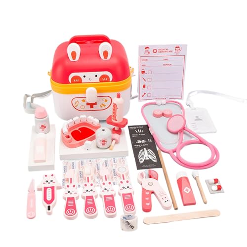 Gcerfby Toy Doctor Kit, Kinderarzt-Spielset - 24x pädagogisches Arztspielzeug zum Rollenspiel mit Hasenmotiv - Arzt-Rollenspielset mit Stethoskop zur täglichen Belohnung von Gcerfby