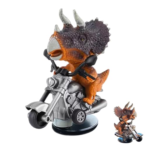 Gcerfby Tyrannosaurus Rex Auto-Ornament, T-Rex Auto-Armaturenbrett-Figur | Treibender Dinosaurier auf Motorrad Figur | Kreatives Auto-Dinosaurier-Ornament, Dinosaurier-REIT-Motorrad-für von Gcerfby