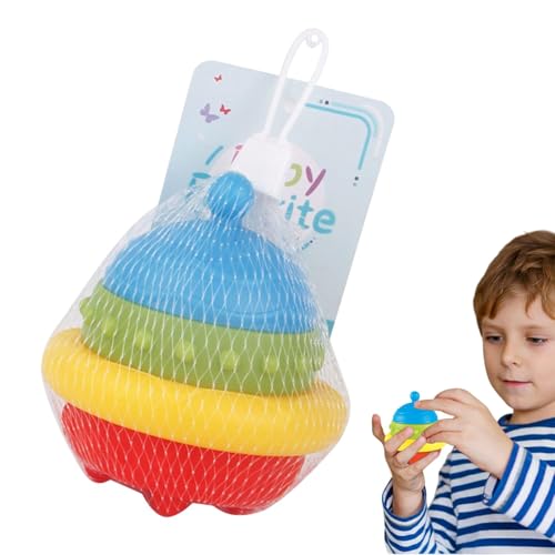 Gcerfby Weiche Ringe Stacker, Ring Stacker Babyspielzeug, Stapelringe Baby Regenbogen Weichgummi-PVC-Spielzeug, Stapel- und Nesting-Kreisspielzeug in Form Einer fliegenden Untertasse für und Mädchen von Gcerfby