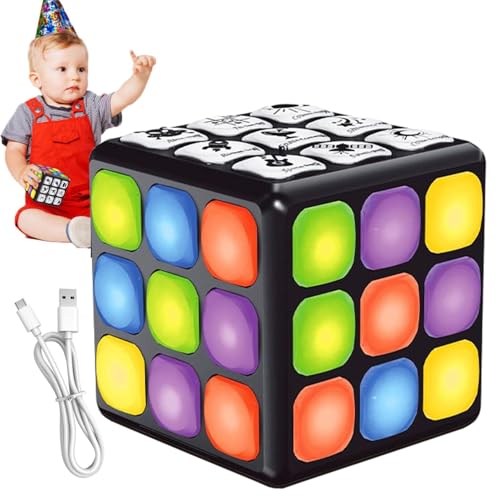 Gcerfby Wiederaufladbares Spiel Handheld Cube, Elektronik -Spielzeugpuzzle, Bildungswürfel Musik und Licht, 7,5 x 7,5 x 7,5 cm, einfach zu bedienen, tragbar für und Mädchen von Gcerfby