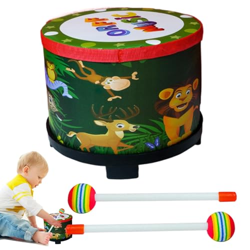 Kinder Handtrommel, Kinderrhythmus -Drum -Bildungsspielzeug, Bildungsspielzeug mit Holzstock, 20x17 cm, einfach zu bedienen, tragbar für und Mädchen 3+ Jahre alt von Gcerfby