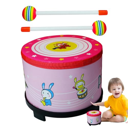 Kinder Handtrommel, Kinderrhythmus -Drum -Bildungsspielzeug, Bildungsspielzeug mit Holzstock, 20x17 cm, einfach zu bedienen, tragbar für und Mädchen 3+ Jahre alt von Gcerfby