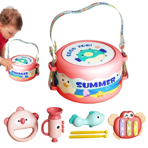 Percussion Music Drum, Pädagogische Kindertrommel, Vorschulmusikspielzeug, 7,48x7.09x4,53 Zoll, Lustige Lernaktivität, Einfach Zu Bedienen Für Kinder von Gcerfby