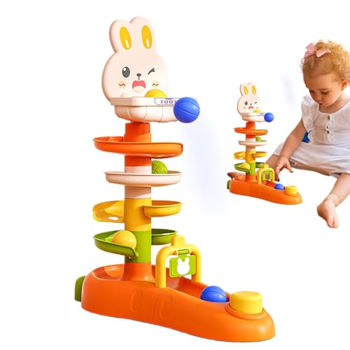 Spiral Tower Toy, Bunny Shape Toy, Educational Stacking Game, 13.78x7.28x4.72 Inches, Ball Drop Mechanism, Safe and Portable Material for Childrens von Gcerfby