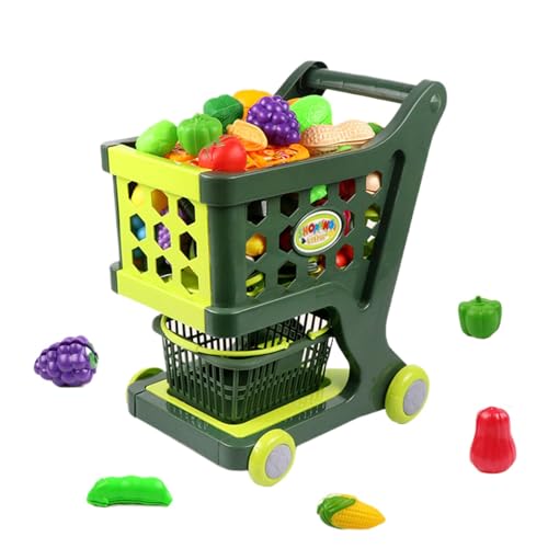 Supermarkt-Einkaufswagen, Einkaufswagen-Spielset, Einkaufswagen-Spielzeug, kompakt und leicht, realistisch, 1 Set 880 g, für Kinder von Gcerfby