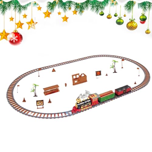 Weihnachtszug-Set, Eisenbahnspielzeug, klassischer Zug mit Weihnachtsthema, dynamisches Spieldesign, sorgt für Weihnachtsstimmung, 86 x 86 cm/168 x 105 cm, 1 Set, für Kinder von Gcerfby