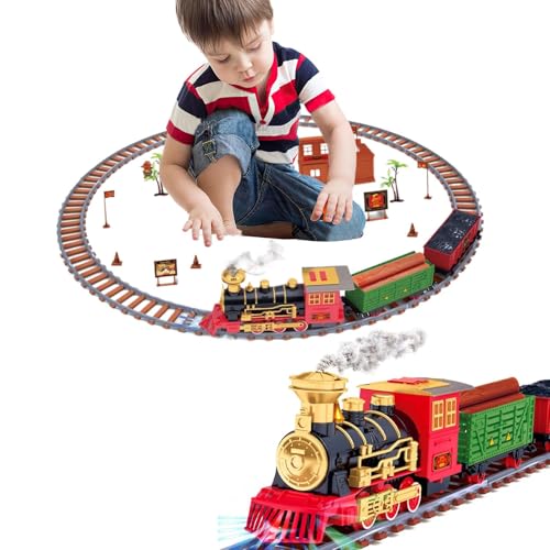 Weihnachtszug-Set, Eisenbahnspielzeug, klassischer Zug mit Weihnachtsthema, dynamisches Spieldesign, sorgt für Weihnachtsstimmung, 86 x 86 cm/168 x 105 cm, 1 Set, für Kinder von Gcerfby