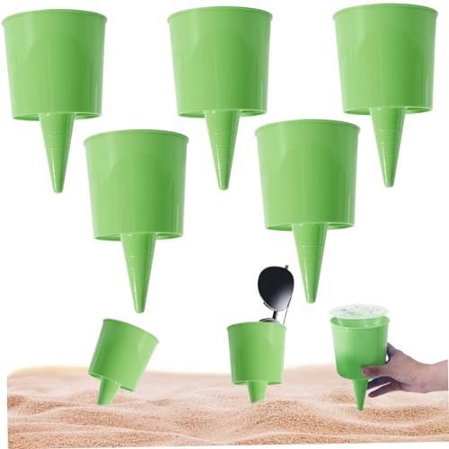 5pcs Strandbecherhalter, Plastiksandbecher für Getränke Telefon Sonnenbrillenschlüssel, Multifunktional Beach Drinkhalter für Sandreisen Sommer 3.9x3,9 x 6,3 Zoll .. von Gcroet