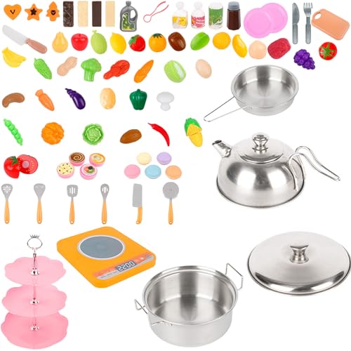 Gcroet 81pcs/Set Kitchen Toys Simulation tun Spielen Spielzeugküchenzubehör für Mädchen süße DIY -Spielen Küchenzubehör Geburtstagsgeschenk. von Gcroet