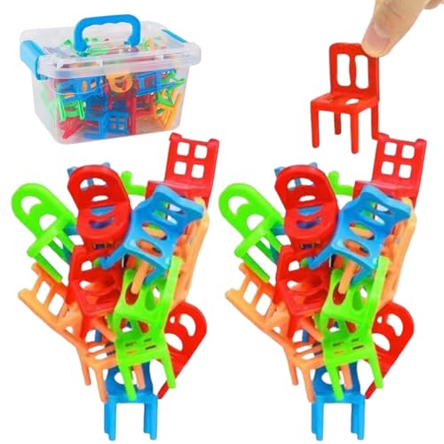 Gcroet 96pcs Stuhl Stapelspiel Buntes Gleichgewicht Spiel Spaß Interaktive Mini -Stapelstühle Tabletop Tetra Tower Stapel -Spiel für Kinder. von Gcroet