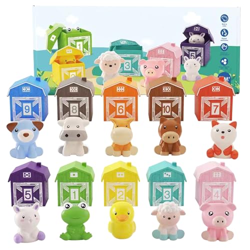 Gcroet Baby Farm Animal Toys 20pcs/Set Cartoon nummeriertes lebendiges Kleinkind Lernspielzeug süße Entwicklungs-Eltern-Kind-Farmspielzeug Geburtstagsgeschenk. von Gcroet