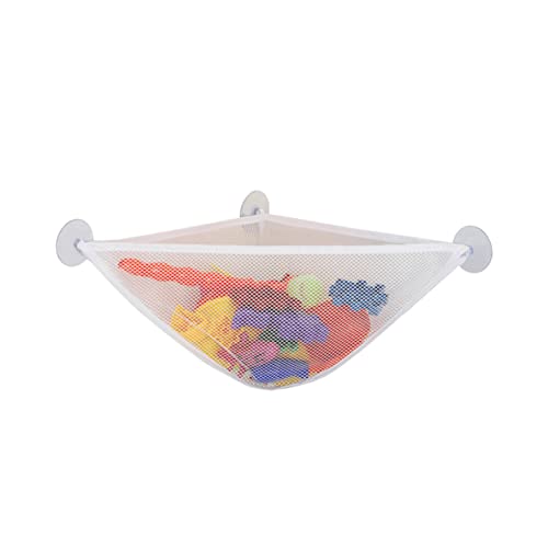 Gcroet Badespielzeugorganisator mit starken Saugnäpfeln Badewanne Spielzeughalter Aufbewahrungsnetz Ecktasche für Jungen und Mädchen weiß 1pc. von Gcroet