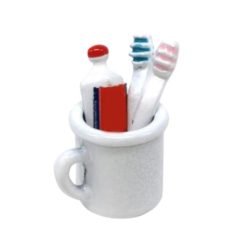 Gcroet Dollhouse Badezimmerzubehör Miniatur Zahnbürste Zahnpasta Tasse Set Kinder Spielzeug weiß weiß. von Gcroet