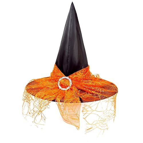 Gcroet Frauen Halloween Vintage Hexenhut durchsichtige Spitzenschleier gedruckte Hüte Party Lieferungen Halloween Kostümzubehör .. von Gcroet